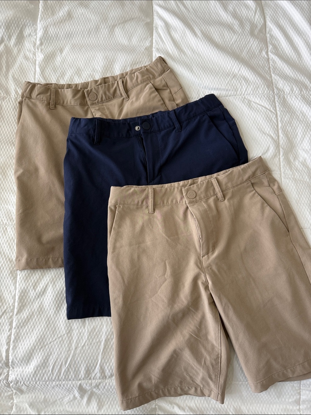 Boys All in Motion Stretch Chino Golf Shorts - Navy and Khaki set of 3